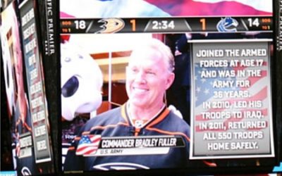 “Brad Fuller Is A True American Hero!” – Phil Hulett, Anaheim Ducks Announcer, Opening Night October 12, 2015